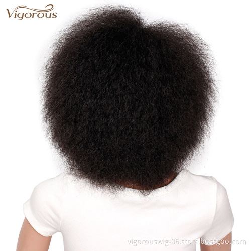 Vigorous Wholesale Top Quality Cheap Heat Resistant Vendor Afro Short Kinky Fluffy Wig For Black Women Synthetic Hair Wigs